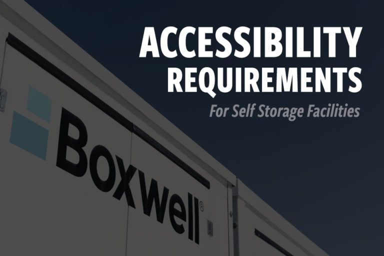a sign for boxwell says accessibility requirements for self storage facilities