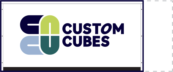 a logo for custom cubes is shown on a white background
