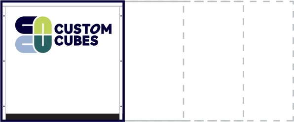 a logo for custom cubes is shown on a white background
