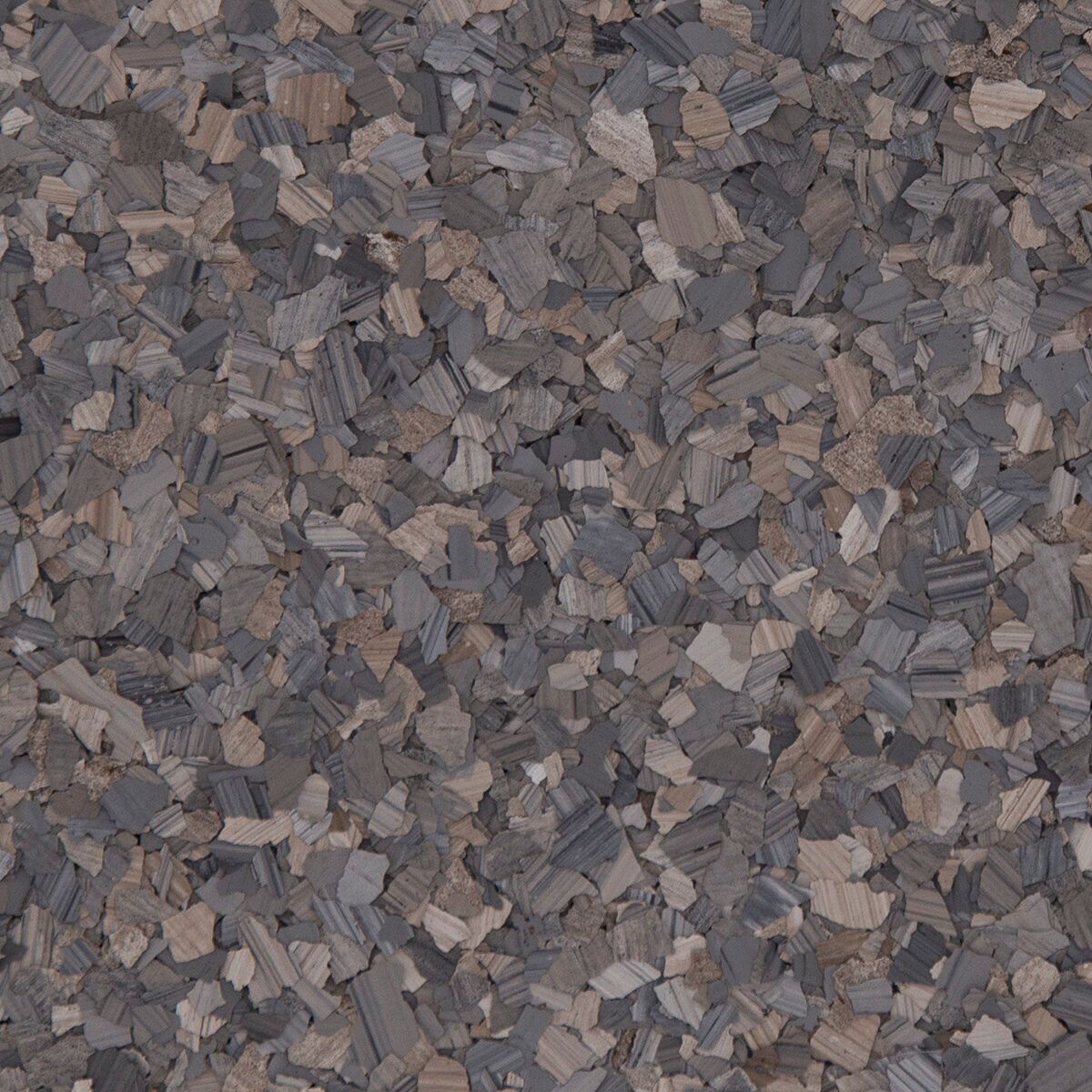 Textured cork flooring with shades of gray and brown.