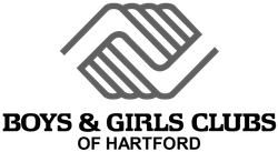 Boys & Girls Clubs of Hartford logo: two hands clasped in a hexagonal design, with text