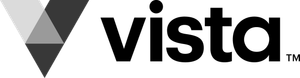 Vista logo with a multicolored V shape and the word