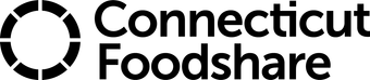 Connecticut Foodshare logo. Black text on white background. Symbol is a circle broken into black segments.