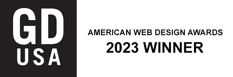 GD USA American Web Design Awards 2023 Winner logo. Black and white.