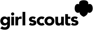 Girl Scouts logo with black text and a trefoil.
