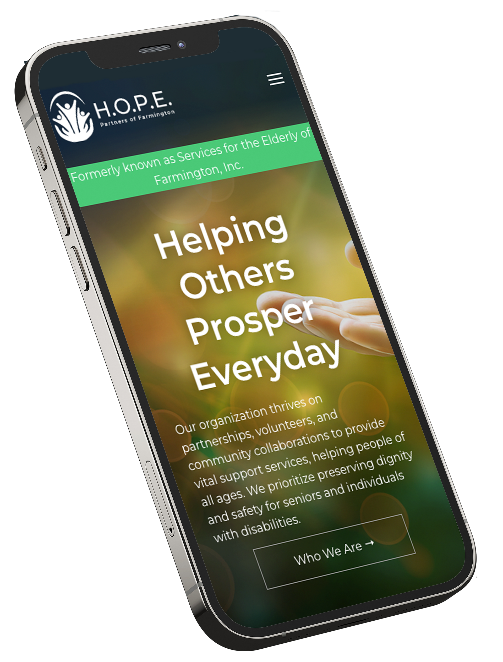 Smartphone displays a webpage for 