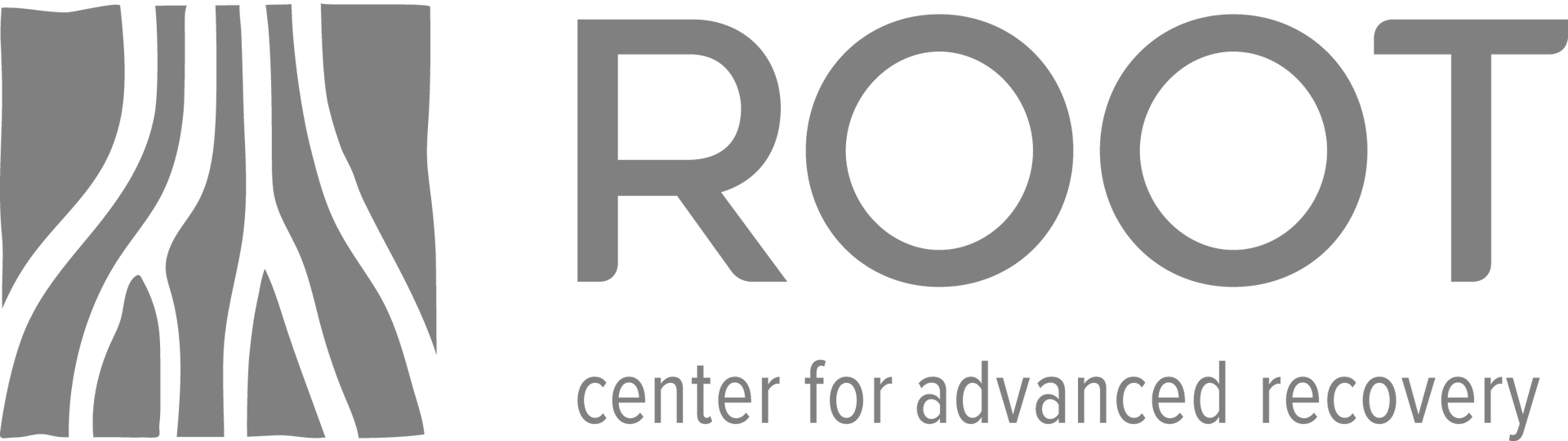 Logo for Root, center for advanced recovery. Grey roots design next to grey text.