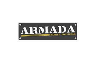 El logotipo del calzado de seguridad Armada está sobre un fondo blanco.