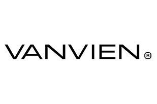 Un logotipo en blanco y negro para van vien sobre un fondo blanco.