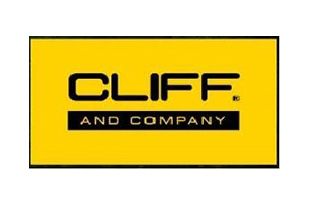 El logotipo de Cliff and Company es amarillo y negro.
