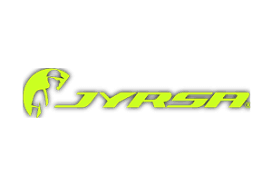 Un logotipo amarillo para jyrsa sobre un fondo blanco.