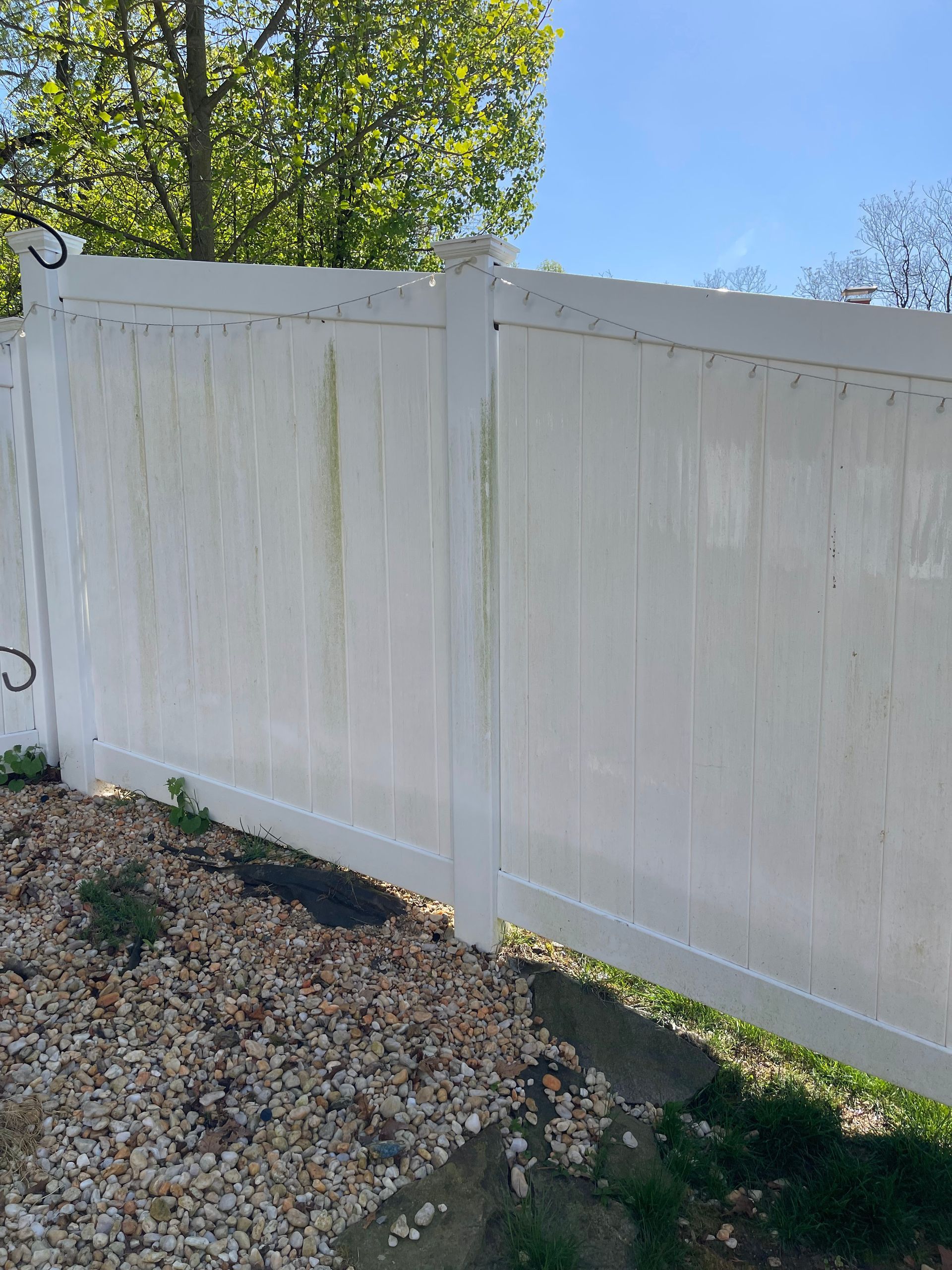 Before Vinyl Fence Pressure Washing