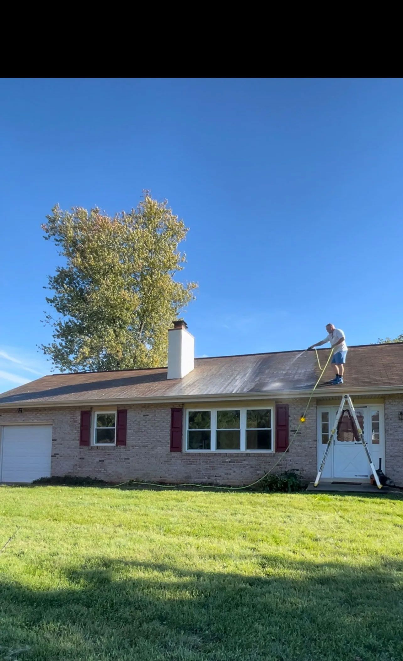 Man Power Washing roof