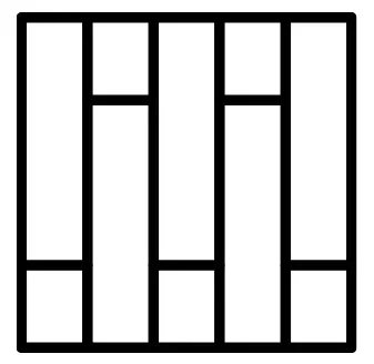 Black hardwood‑flooring icon with vertical plank bars and segmented lines