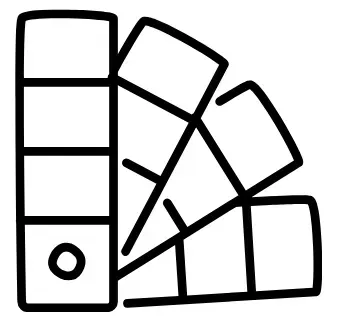 Black neutral‑color‑palette icon with twelve square swatches in a grid