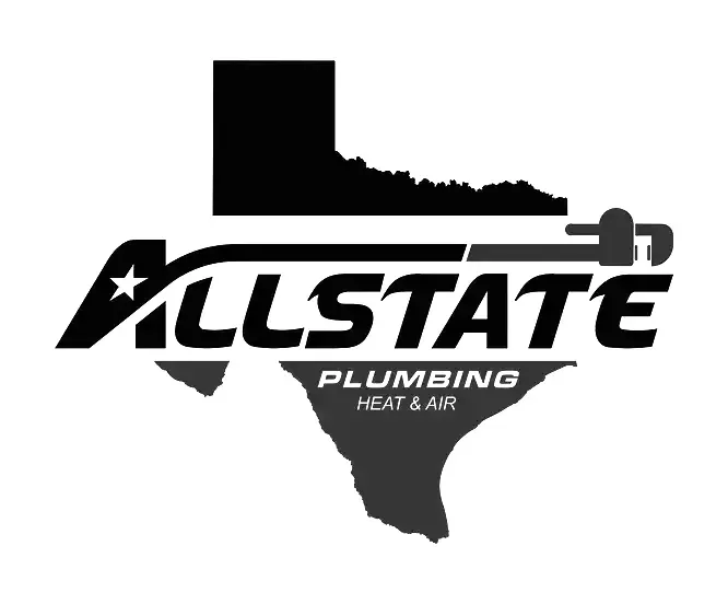 A black and white logo for allstate plumbing heat and air.