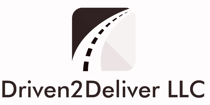 The logo for driven2 deliver llc shows a road in a square.