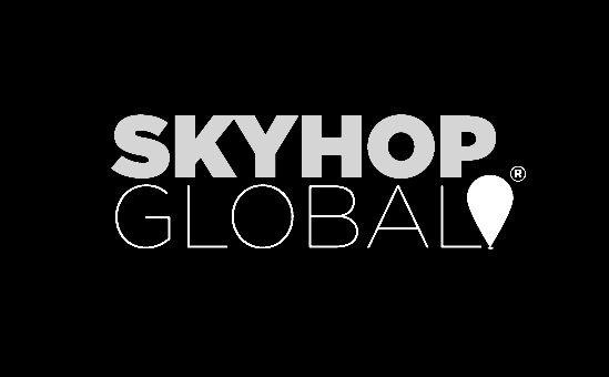 A black and white logo for skyhop global