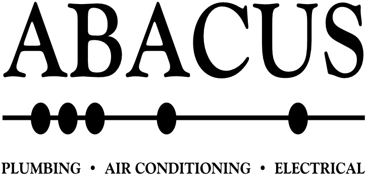 A black and white logo for abacus plumbing , air conditioning , and electrical