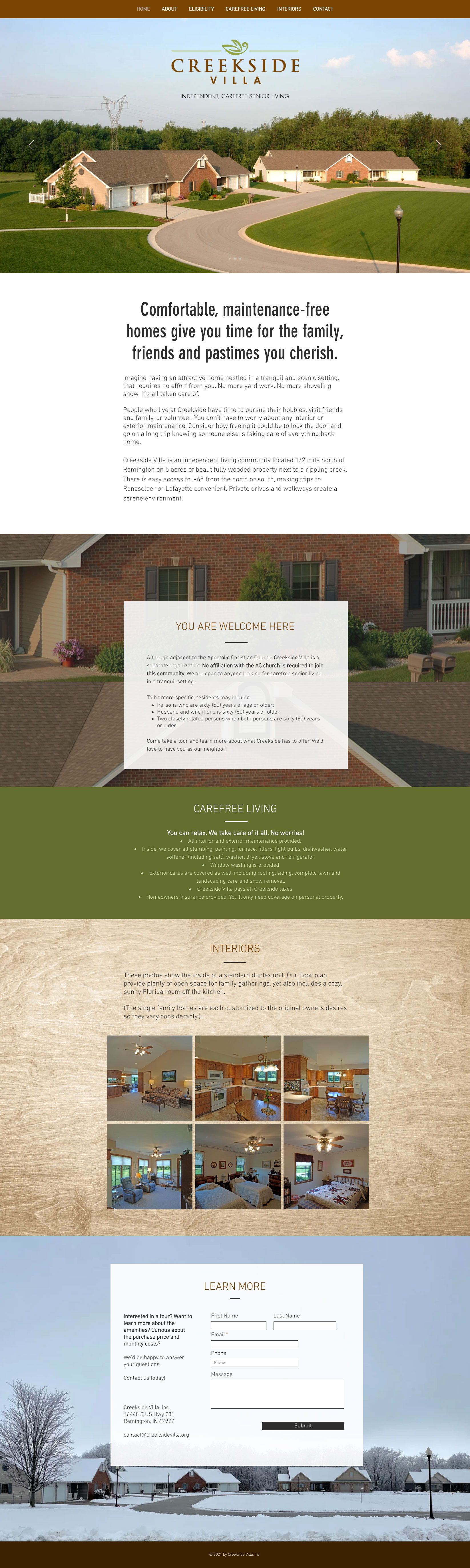 A screenshot of a website for Restmor nursing home.