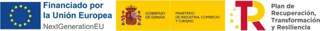 Logos from the European Union and the Spanish government are seen together. Text indicates Plan de Recuperación, Transformación y Resiliencia.