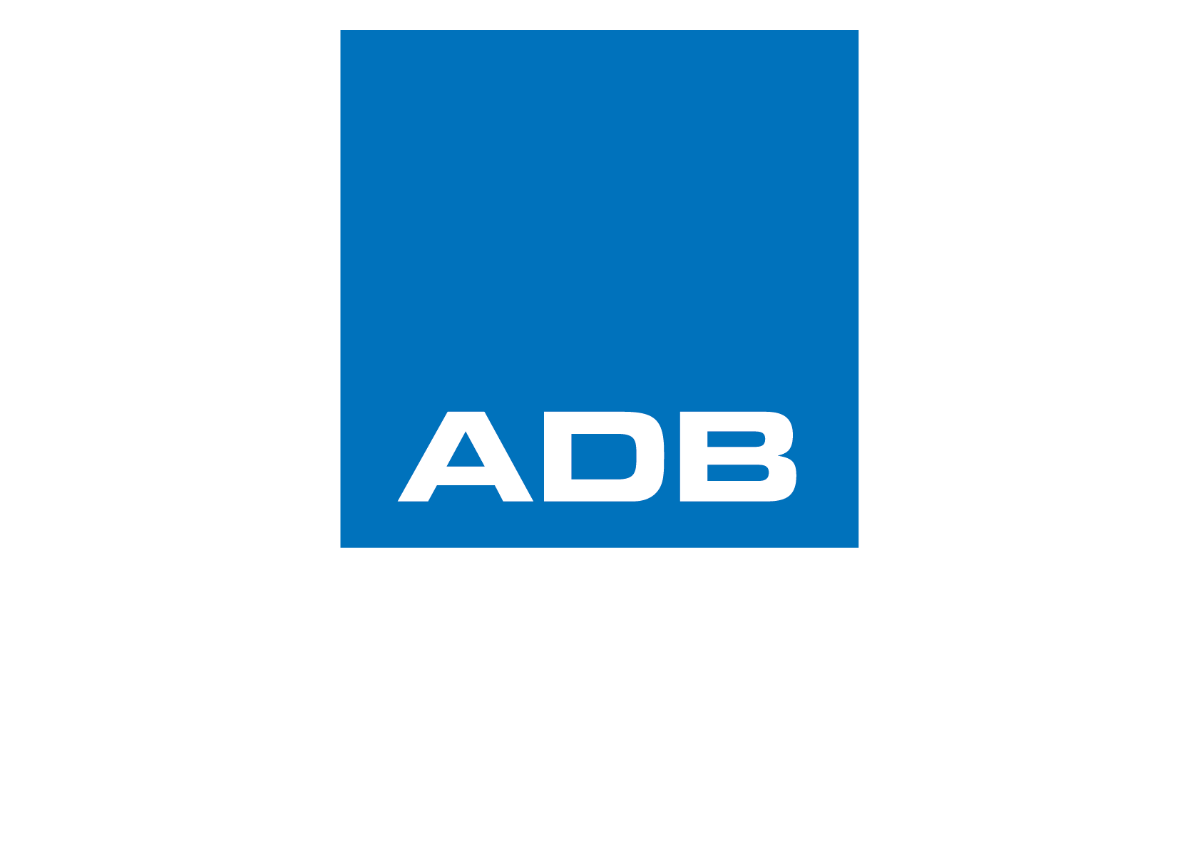 The adb logo is blue and white on a white background.