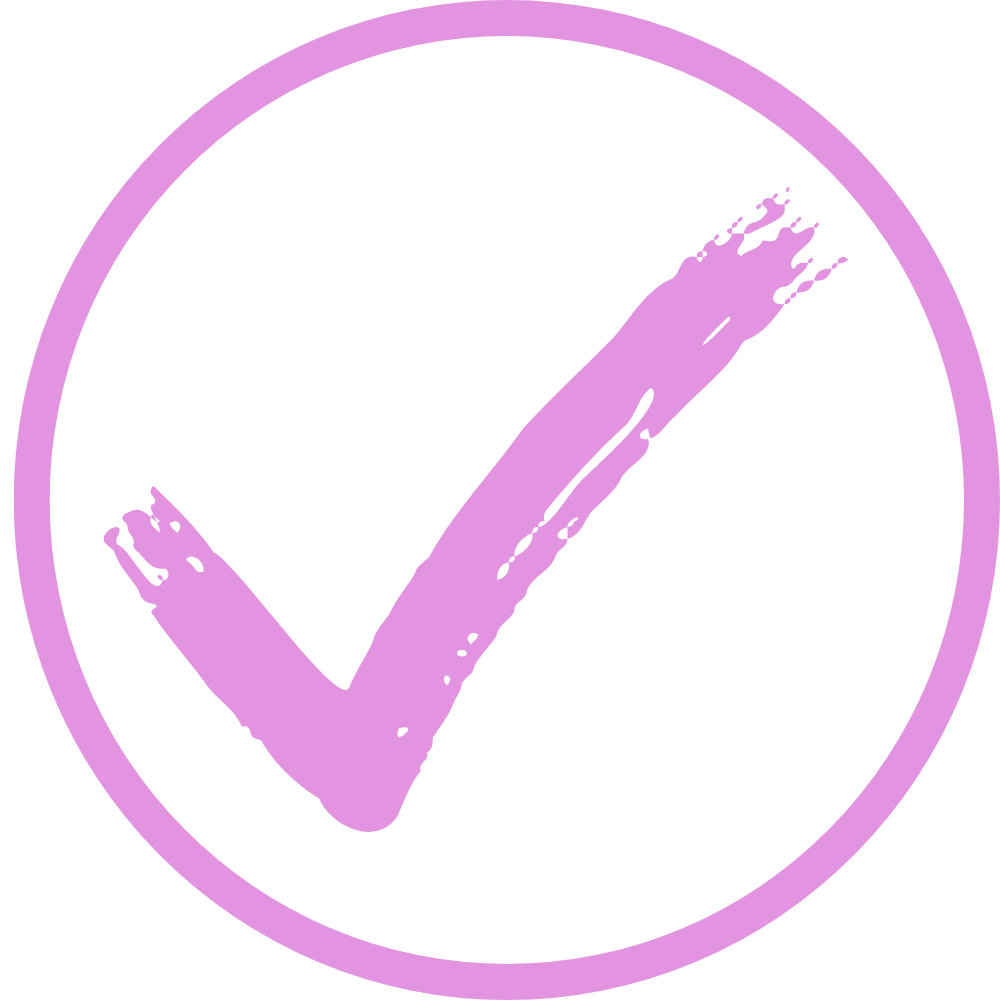 A purple check mark in a circle on a white background.
