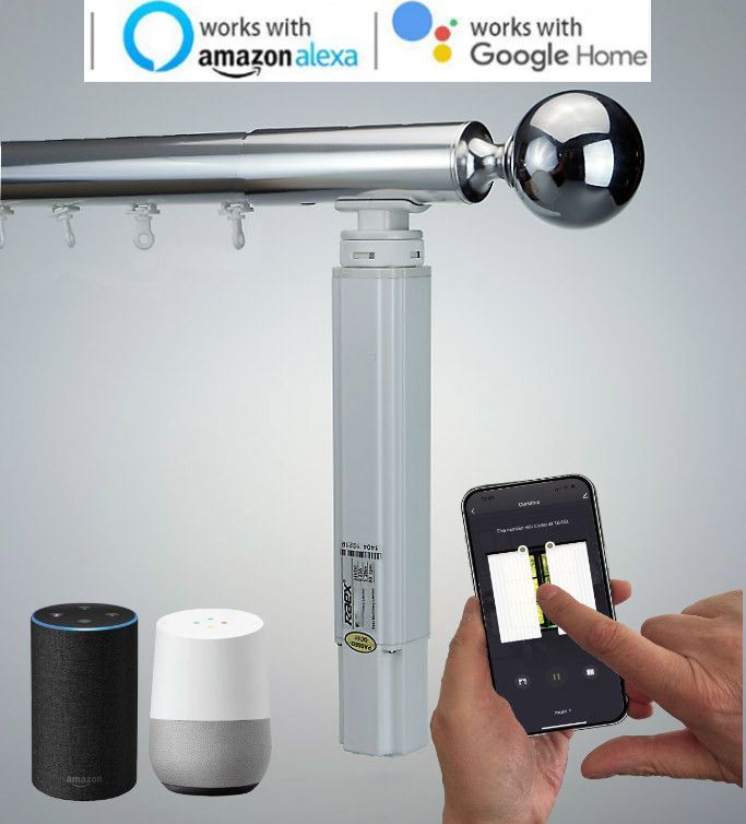 Electric curtain pole in black