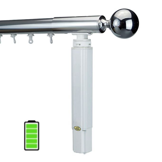Electric curtain pole with capped end