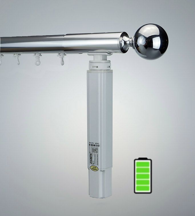 Electric curtain pole with capped end