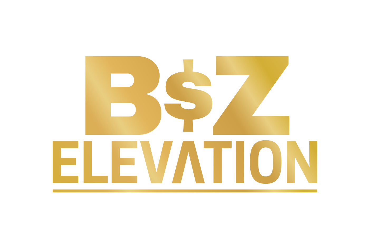 A metallic gold logo reading