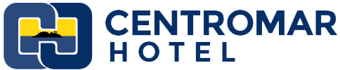 Um logotipo azul e amarelo para o hotel centromar