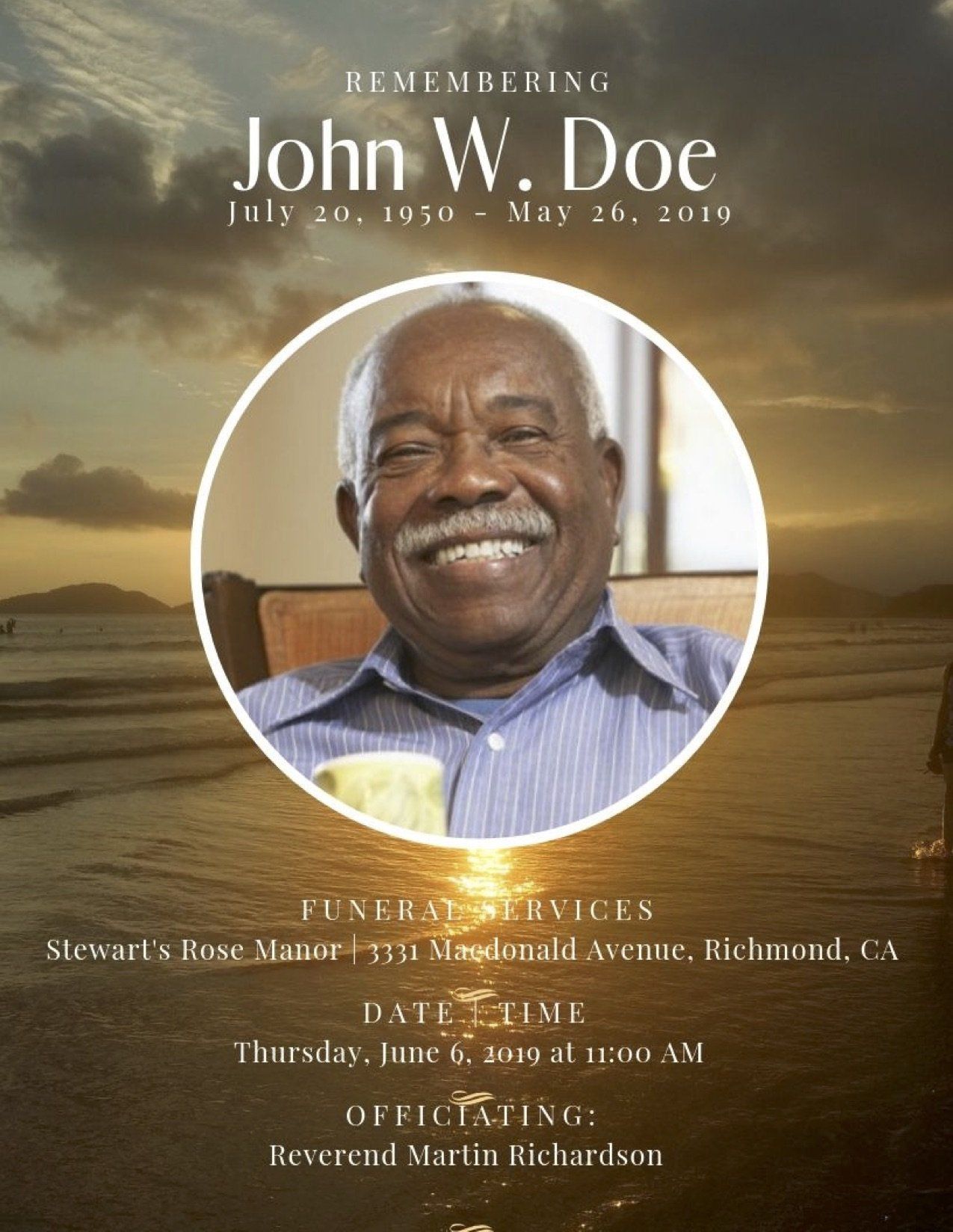 Obituary Announcement Sample