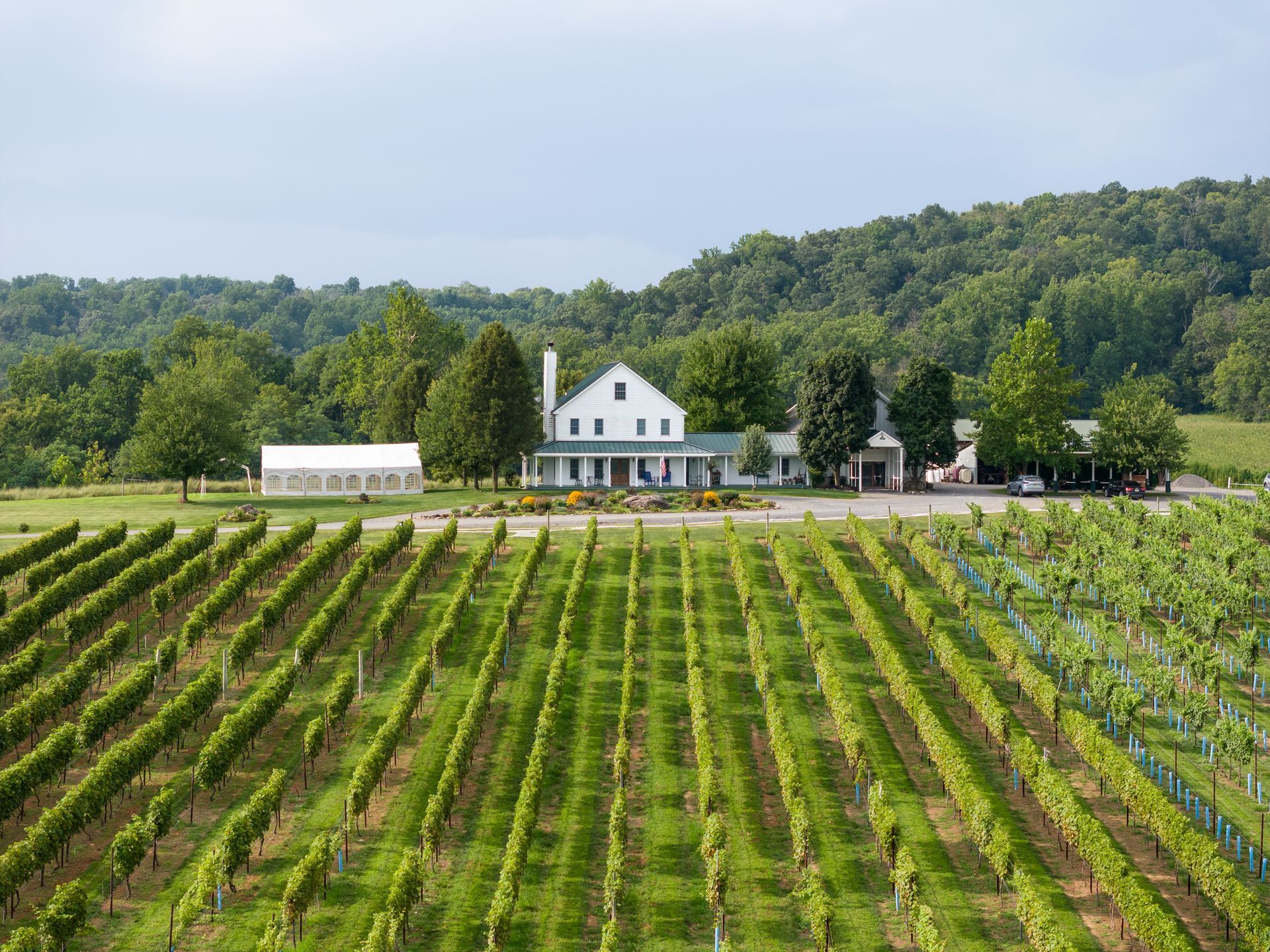 Aerial Photo of front of Villa Milagro Vineyards by Pocono Drone Photography
