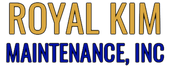 Royal Kim Maintenance, Inc. logo in gold and blue text on a white background