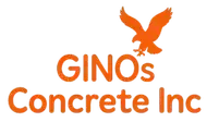 Gino’s Concrete Inc logo with orange eagle and text on white background