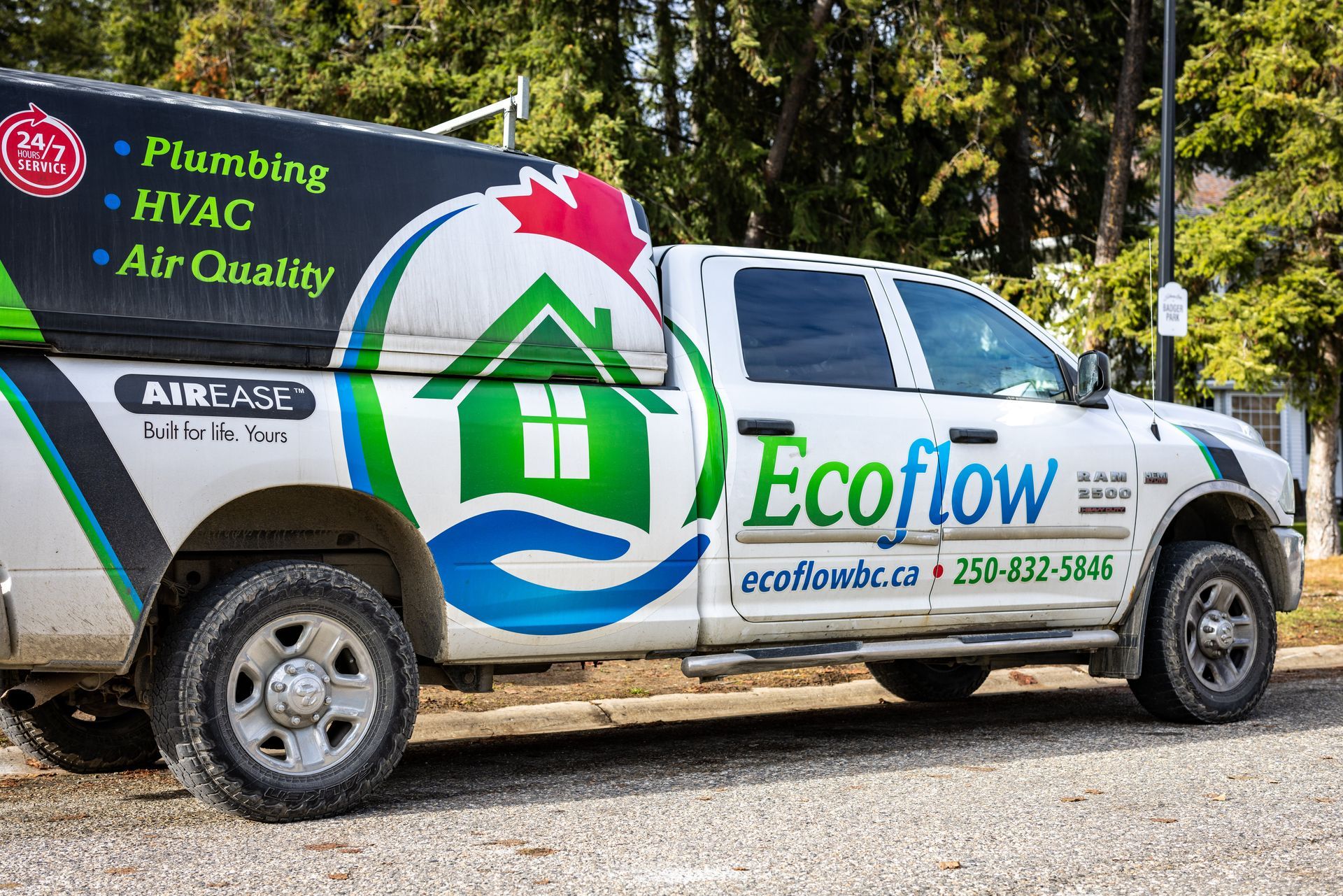 An ecoflow truck is parked on the side of the road.