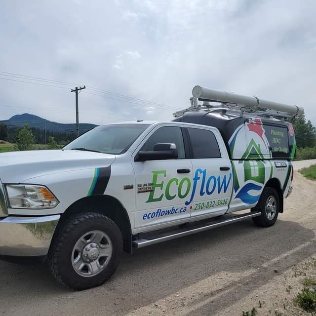 an ecoflow truck is parked on the side of a road .