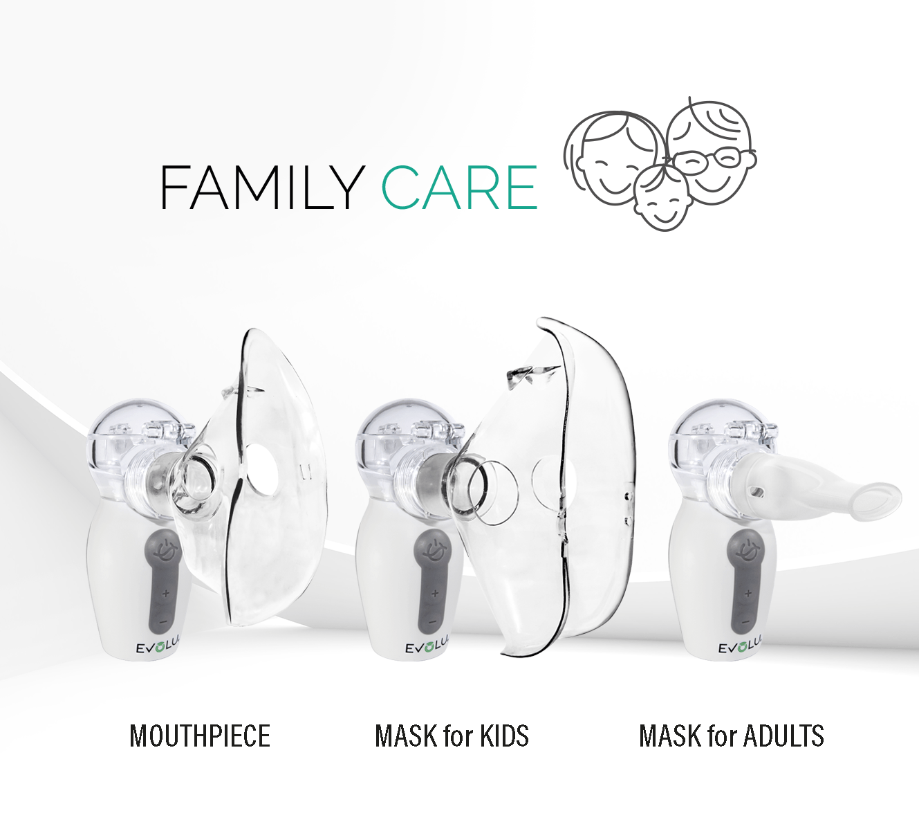 Nebulizer nano AIR PRO. There are three different types of masks for different ages.
