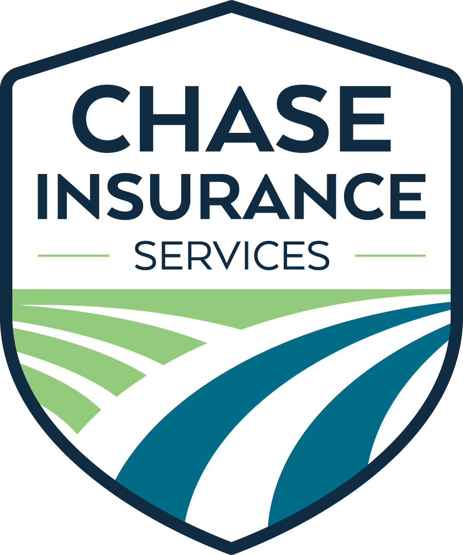 Chase Insurance Services logo in navy, green, and teal with shield outline and stylized fields.