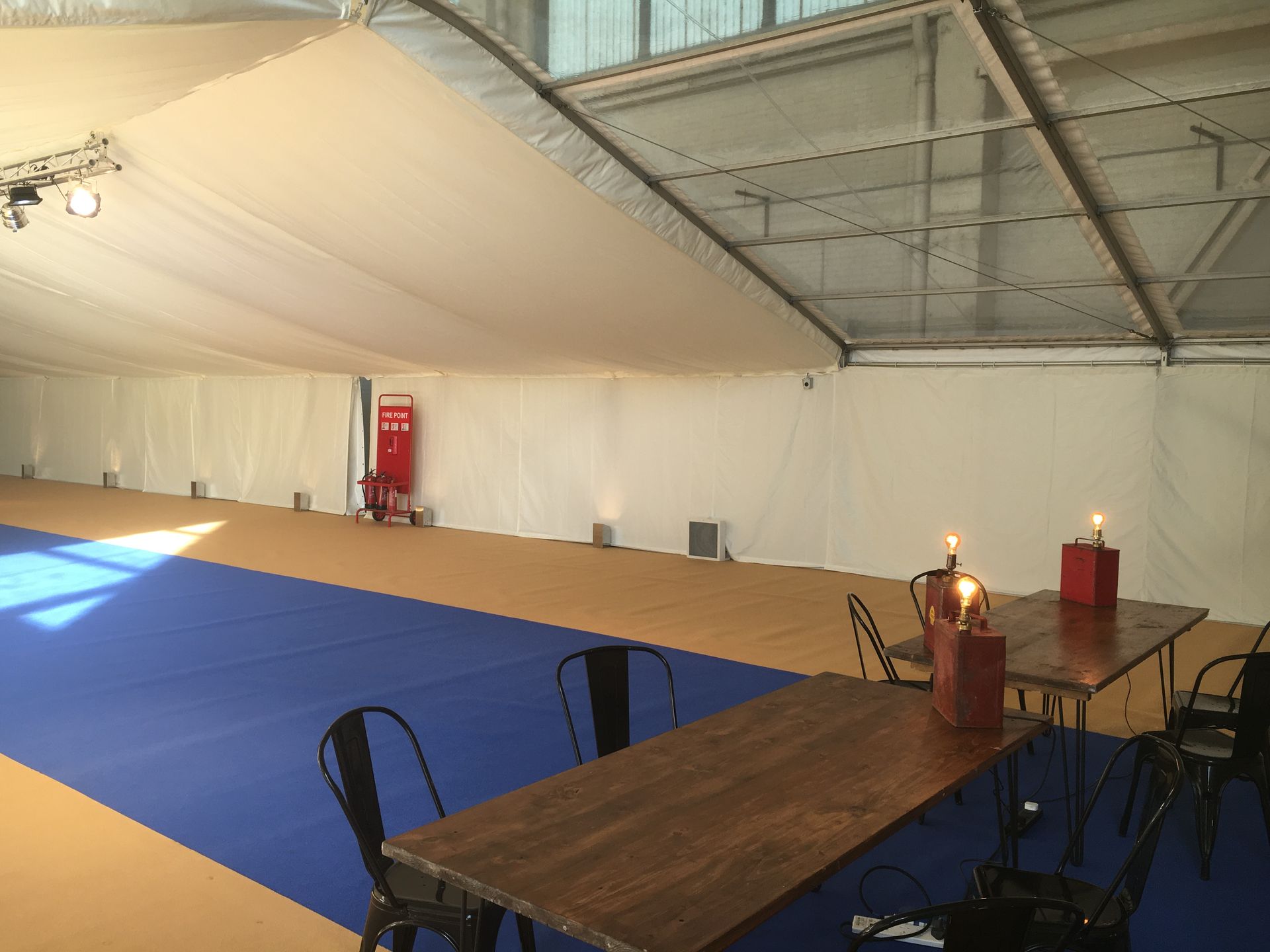 Internal view of a marquee hire on a TV set