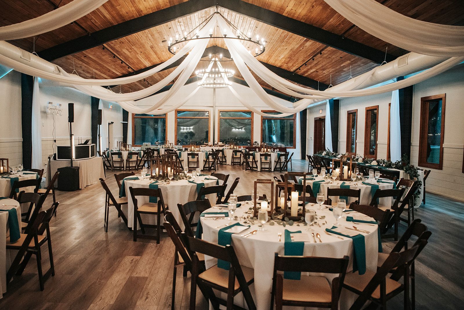 Inside Oak Hall night Hart Meadows Ranch