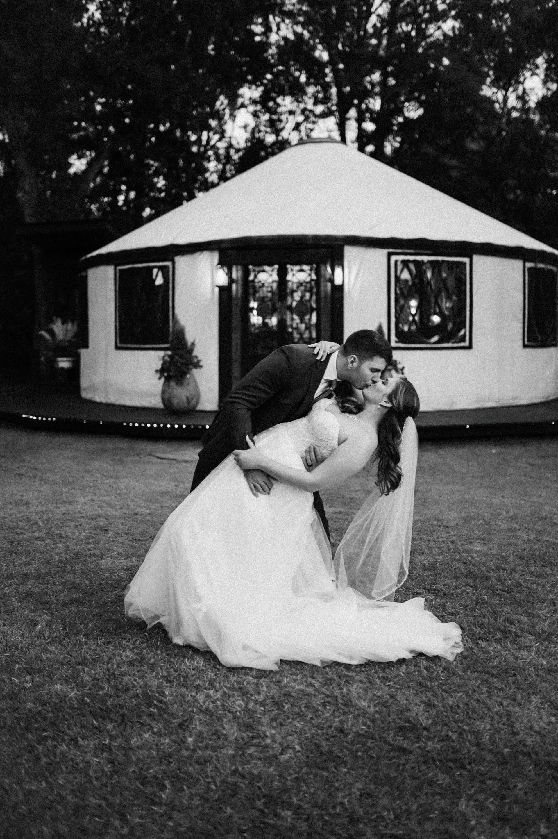 Black and white pic of Yurt