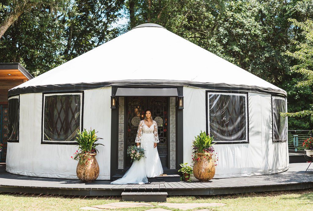 Long view Yurt with bride Hart Meadows Ranch
