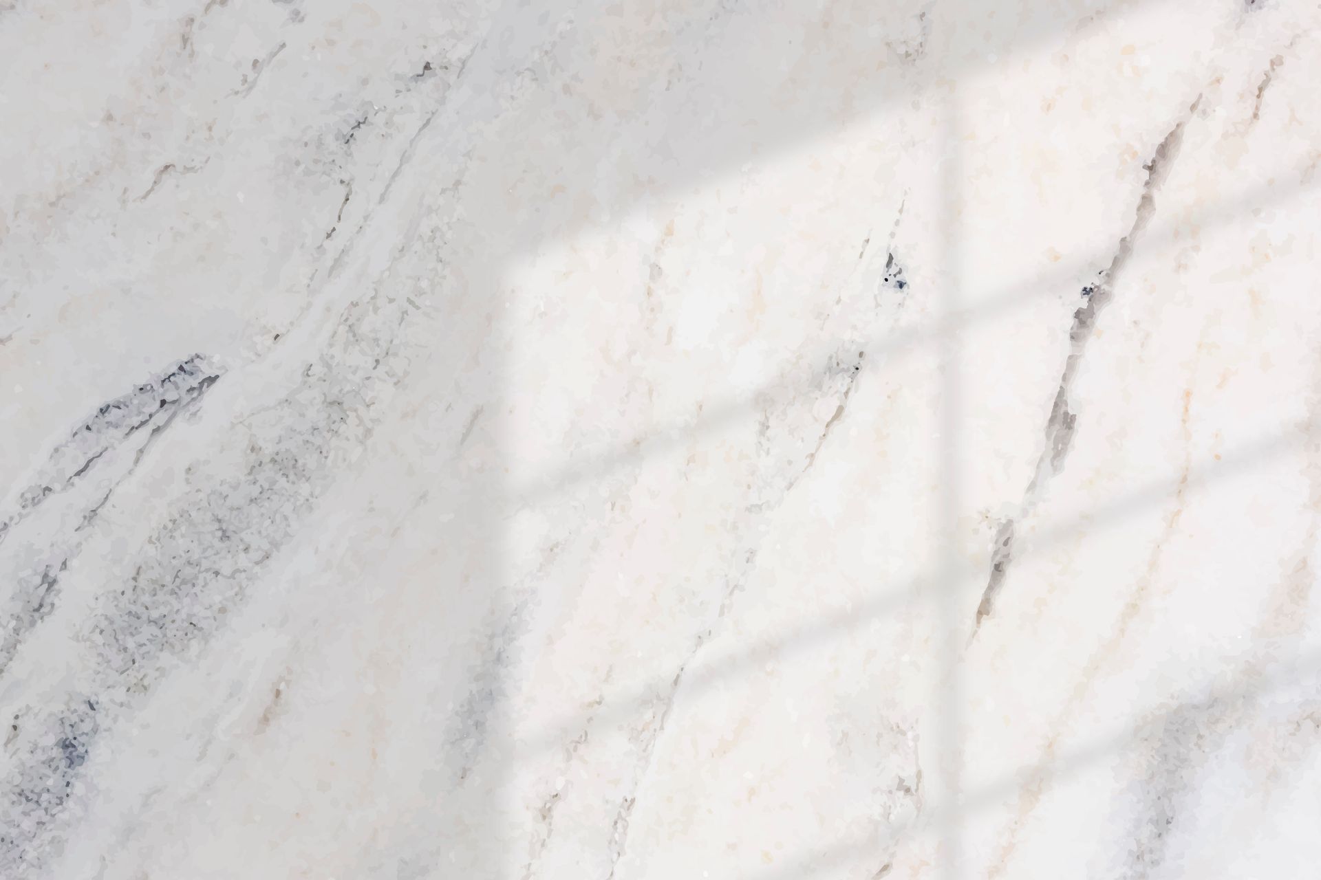 White marble surface with subtle grey veining, shadow of a window.