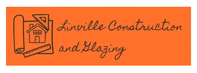 Orange logo for Liviville Construction and Blazing with house and trowel icon
