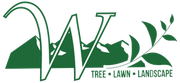 Green logo with stylized &ldquo;W&rdquo; and leaves, reading &ldquo;Tree &bull; Lawn &bull; Landscape&rdquo;