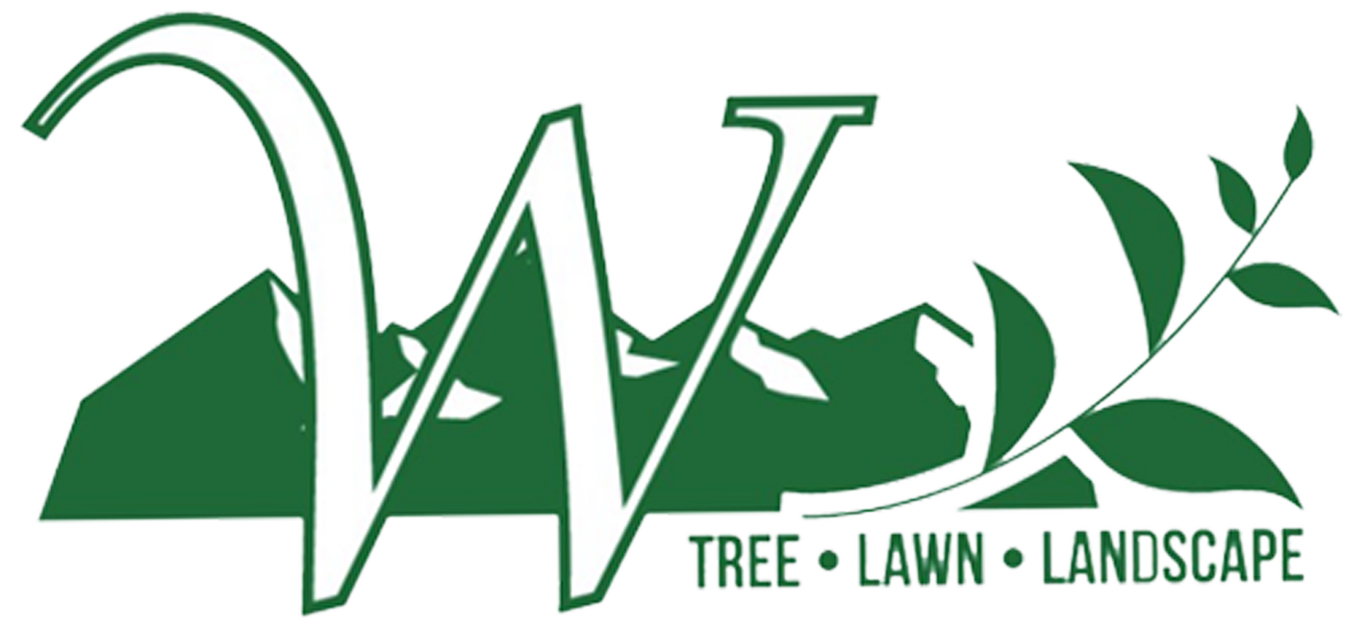 Green logo with stylized &ldquo;W&rdquo; and leaves, reading &ldquo;Tree &bull; Lawn &bull; Landscape&rdquo;