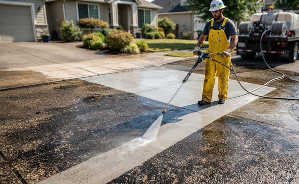 Exterior surface cleaning with professional pressure washing