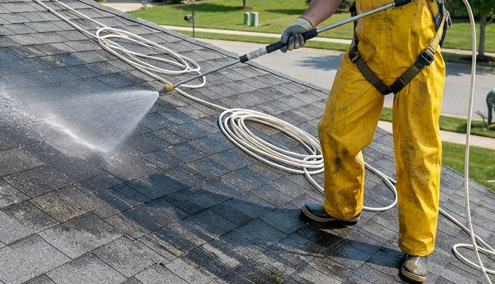 Professional roof cleaning for a clean home exterior